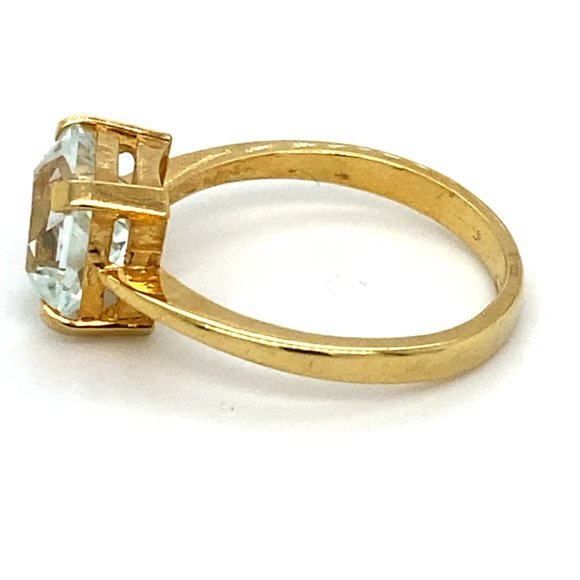 Aquamarine 3.01ct Solid 22K Yellow Gold Ring - Picture 6 of 7